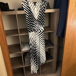 Elegant Black and White Striped Dress